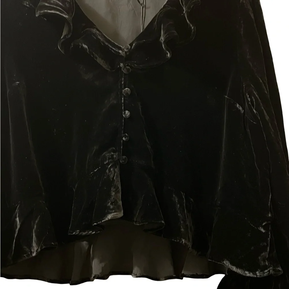 Rixo Top Atlas Ruffle Velvet Blouse Free People Whimsigoth 90s Witchy Shirt XL‎